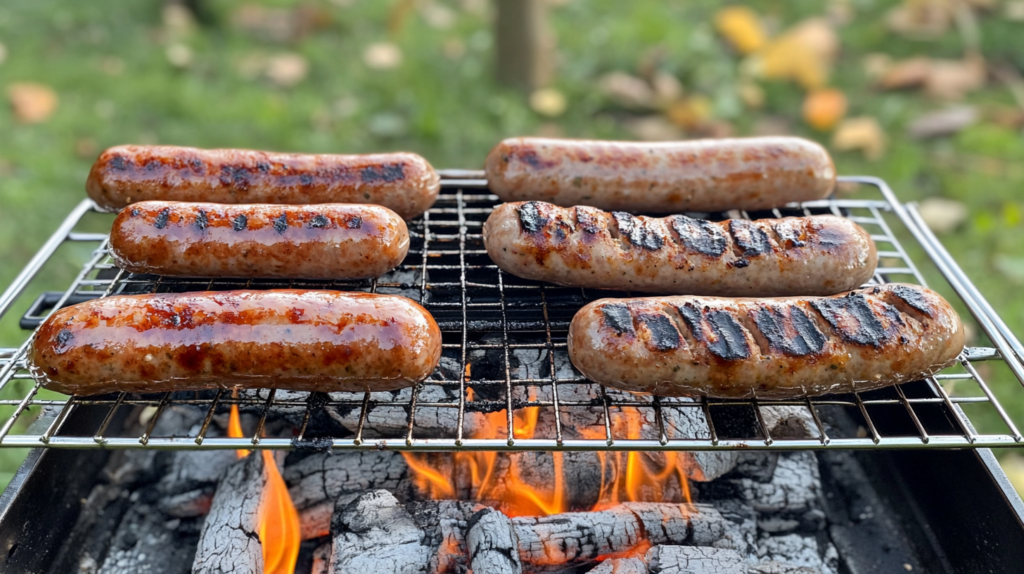 saucisses sur un barbecue