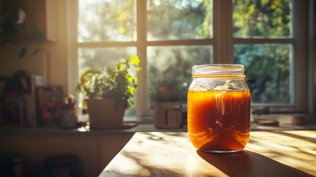 confiture kaki pommes dans une cuisine